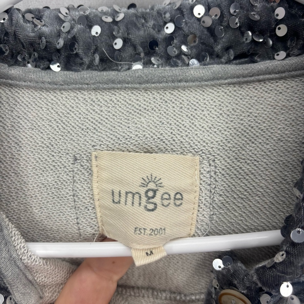 Umgee Gray Sequin Trim Button Front Jacket Sweats… - image 8